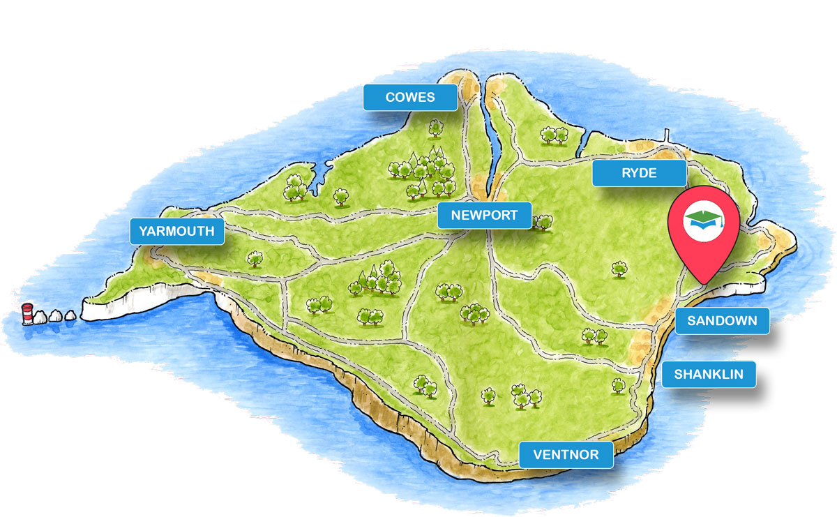 School trip Isle of Wight location map for Dinosaur Isle